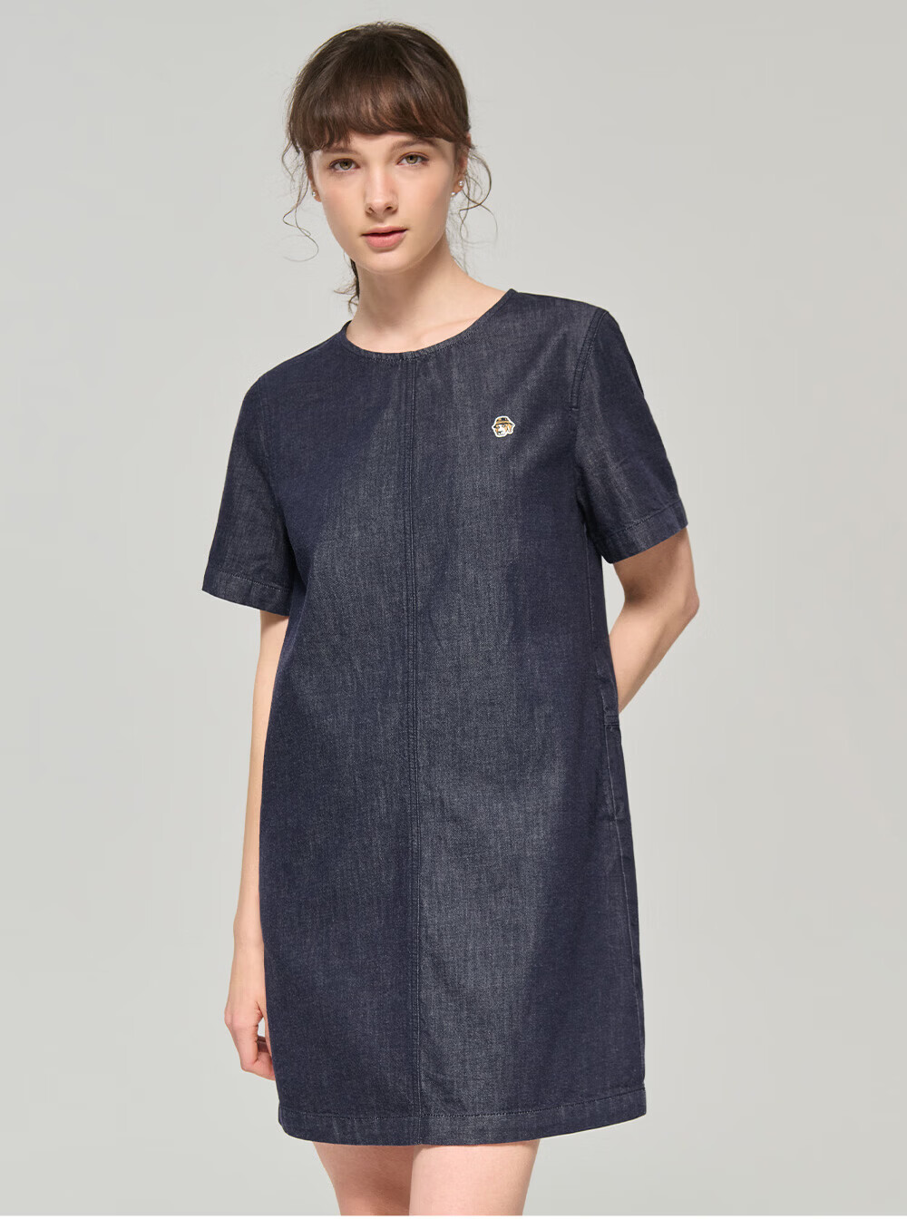 HAZZYS Women's 2026 Summer PHIZ Series Straight Solid Color Denim Dress 2